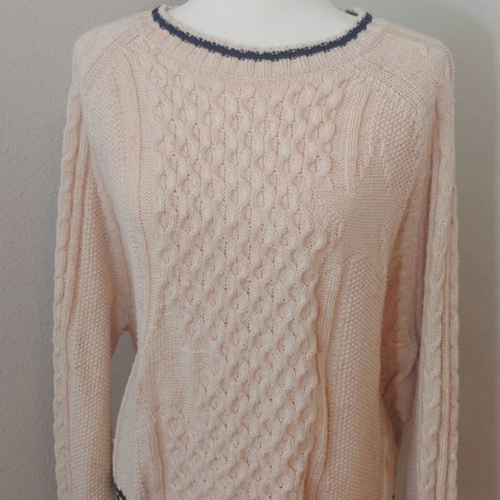 Pilcro by Anthropology Cable-Knit Women's Sweater in Cream size Medium